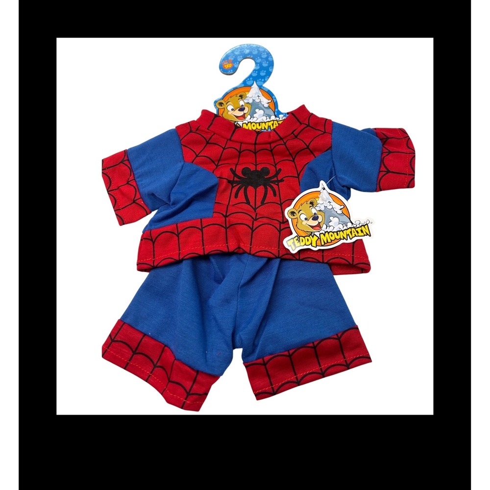 Teddy Mountain Spiderbear PJs 16 inch Plush Outfit Spider-Man Style Red Blue NEW